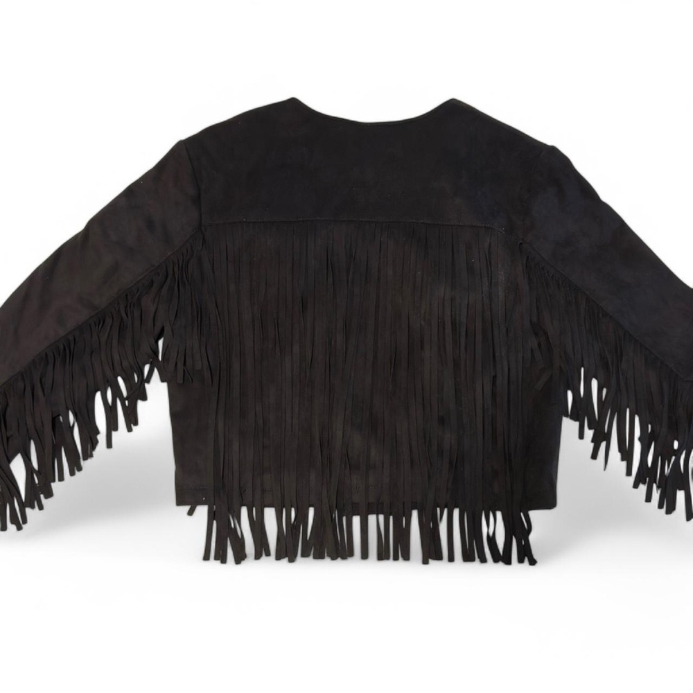 Black suede effect fringe tassel jacket
